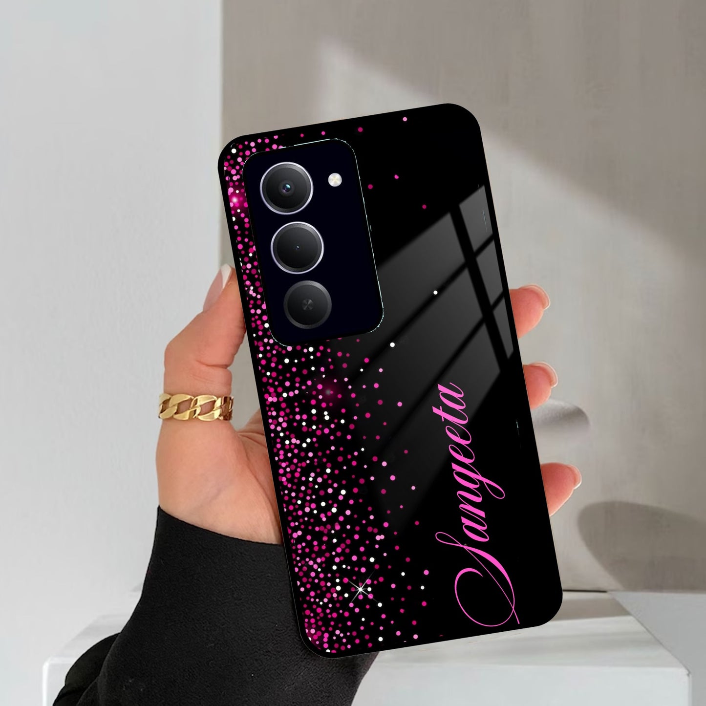 Pink Glitter Customize Glass Case Cover For Redmi/Xiaomi