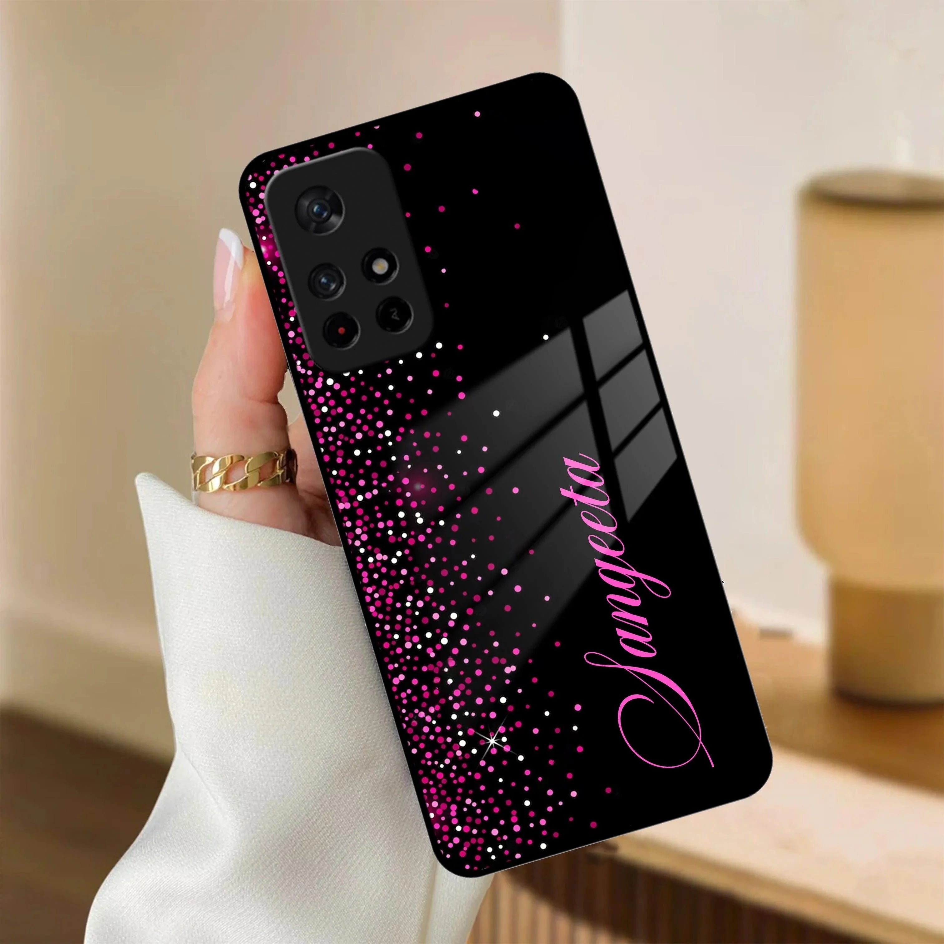 Pink Glitter Customize Glass Case Cover For Redmi/Xiaomi - ShopOnCliQ