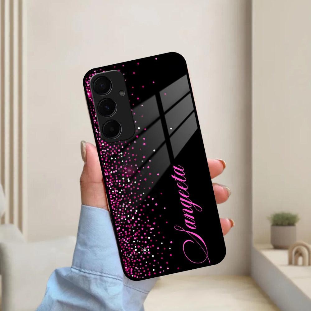 Pink Glitter Customize Glass Case Cover For Samsung