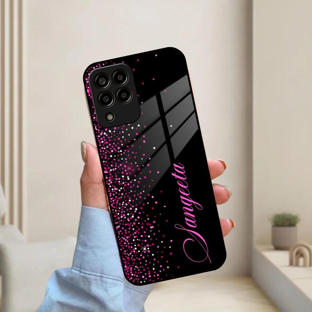 Pink Glitter Customize Glass Case Cover For Samsung