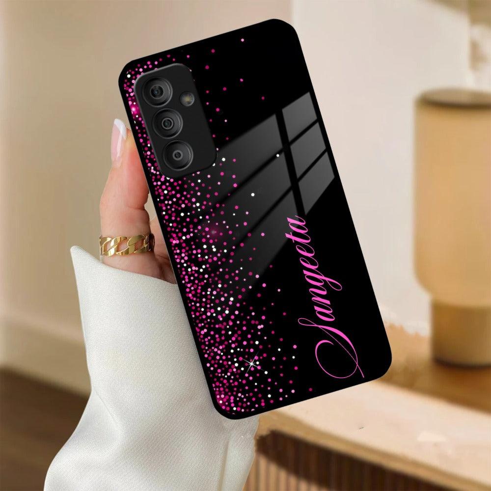 Pink Glitter Customize Glass Case Cover For Samsung