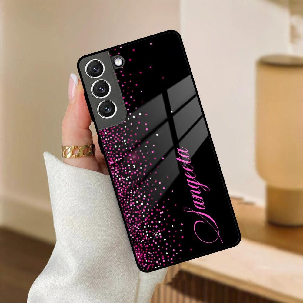 Pink Glitter Customize Glass Case Cover For Samsung