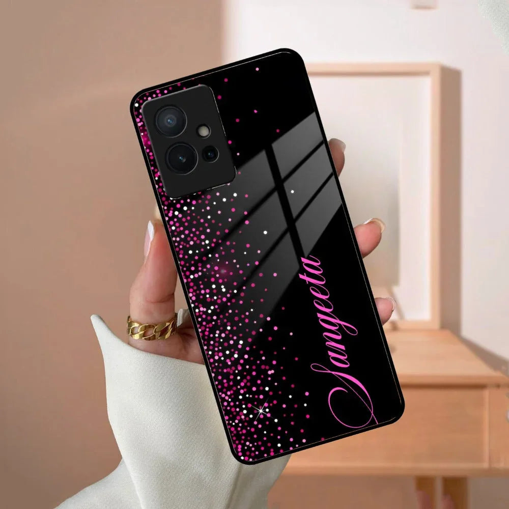 Pink Glitter Customize Glass Case Cover For Vivo - ShopOnCliQ