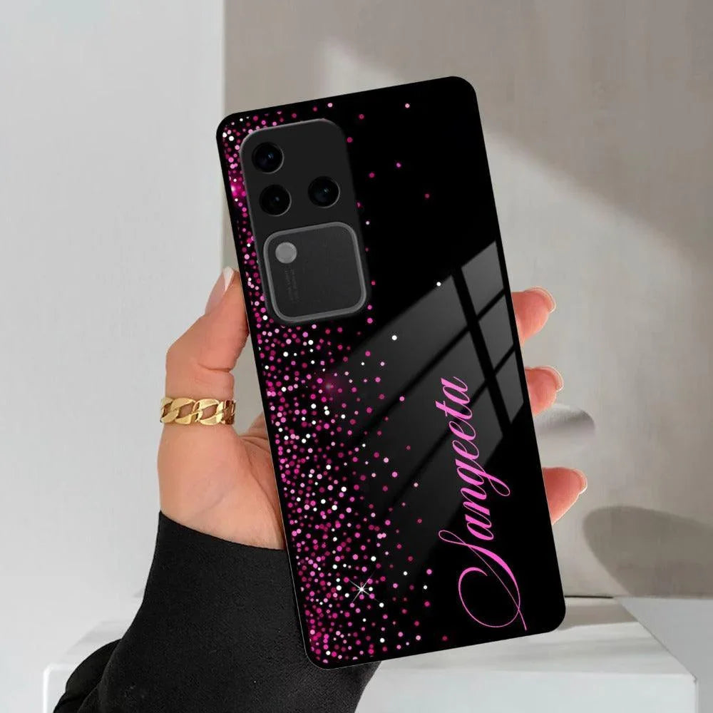 Pink Glitter Customize Glass Case Cover For Vivo - ShopOnCliQ