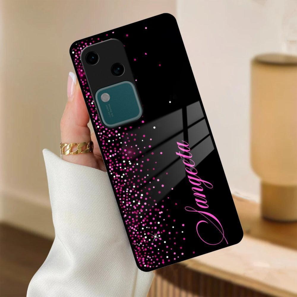 Pink Glitter Customize Glass Case Cover For Vivo - ShopOnCliQ