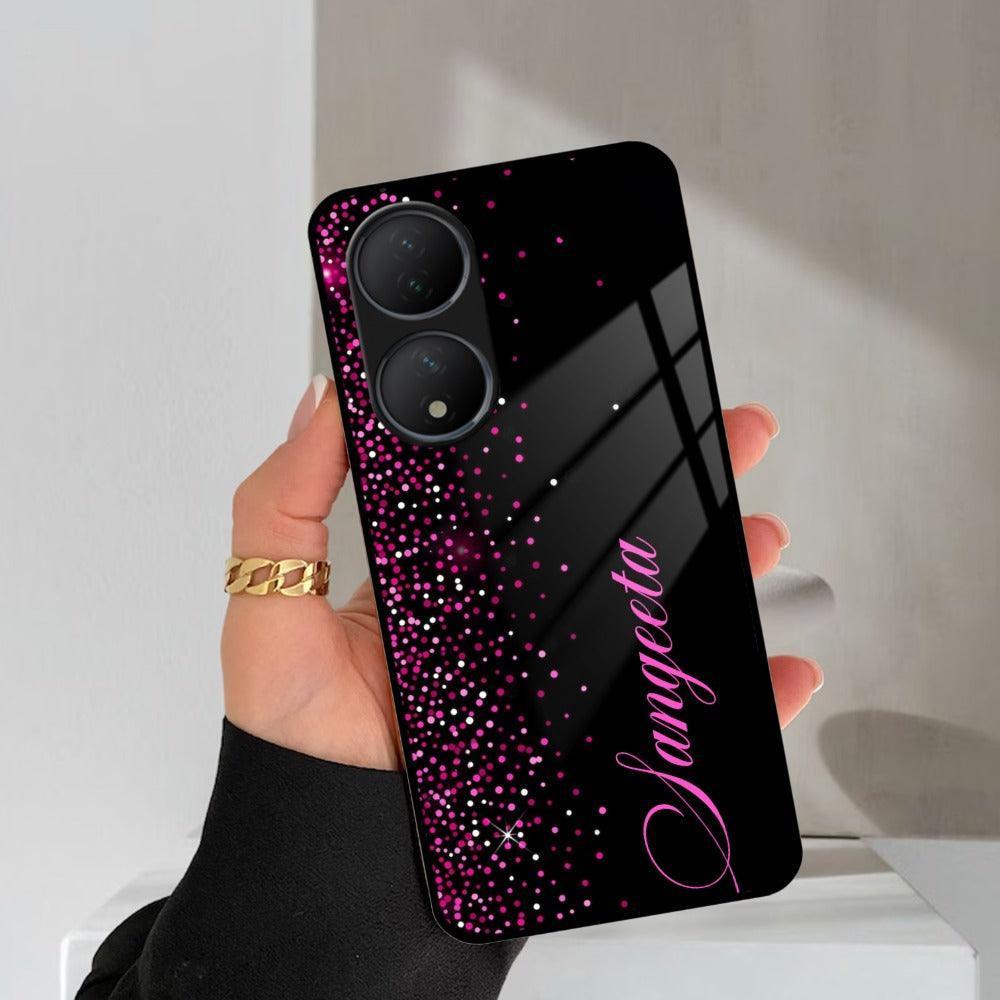Pink Glitter Customize Glass Case Cover For Vivo