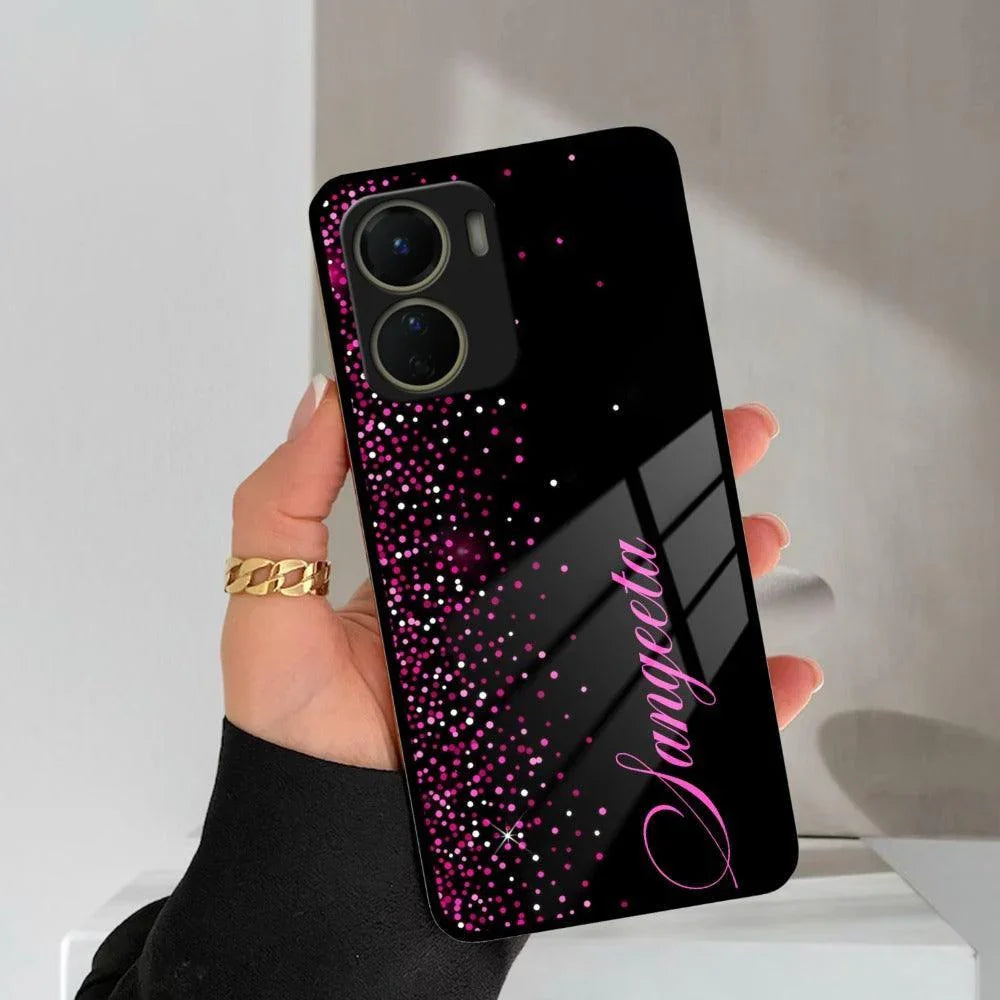 Pink Glitter Customize Glass Case Cover For Vivo - ShopOnCliQ