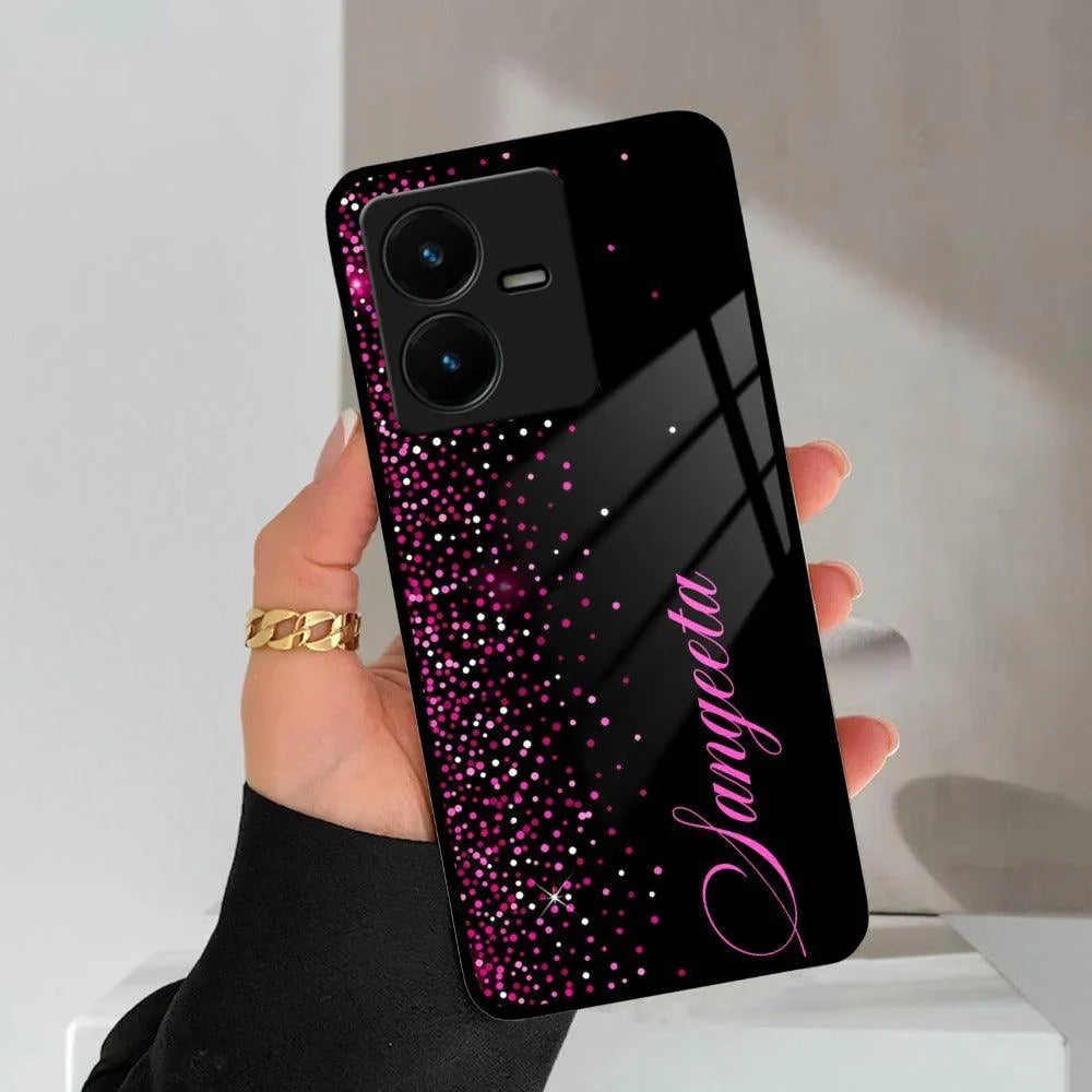 Pink Glitter Customize Glass Case Cover For Vivo - ShopOnCliQ
