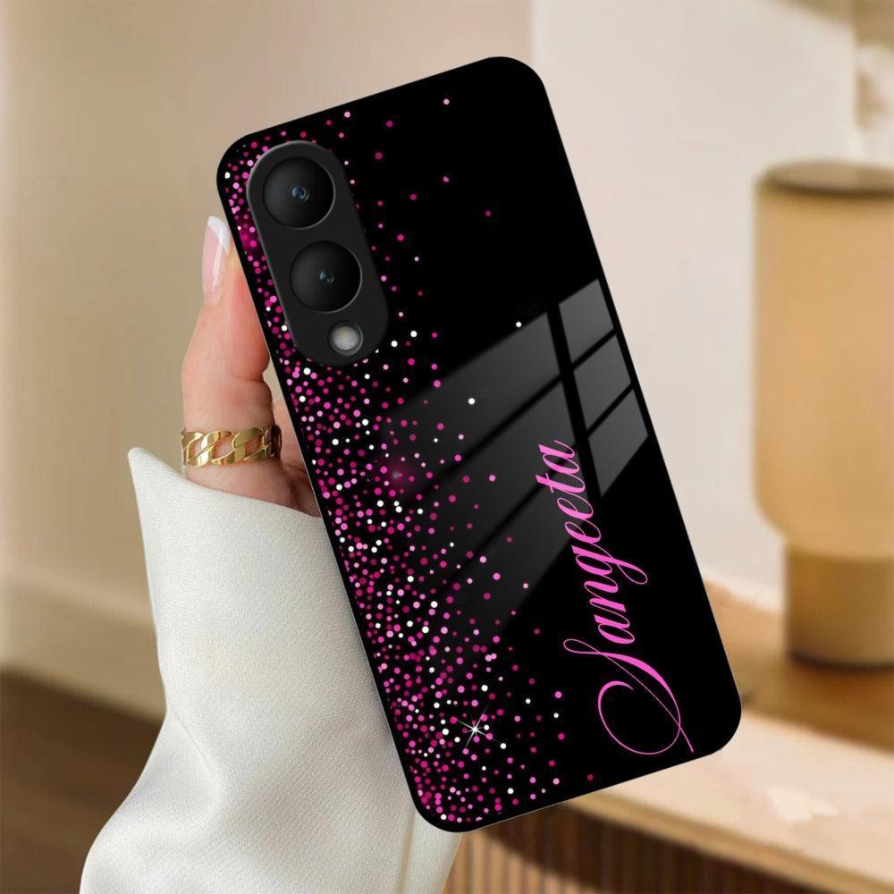 Pink Glitter Customize Glass Case Cover For Vivo - ShopOnCliQ