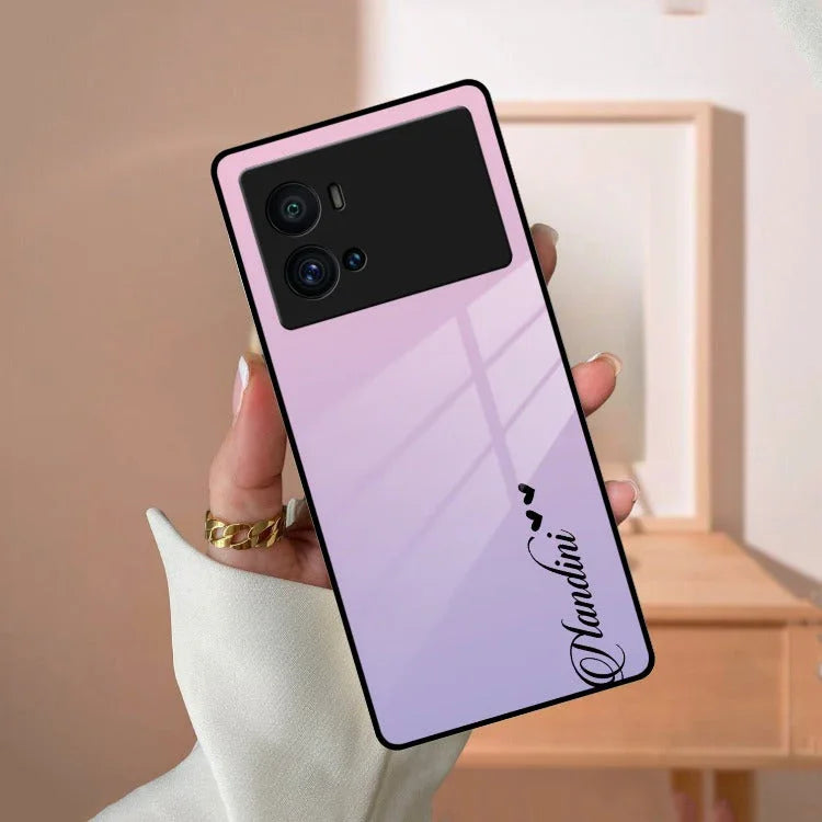 Pink Gradient Glass Case Cover For iQOO - ShopOnCliQ