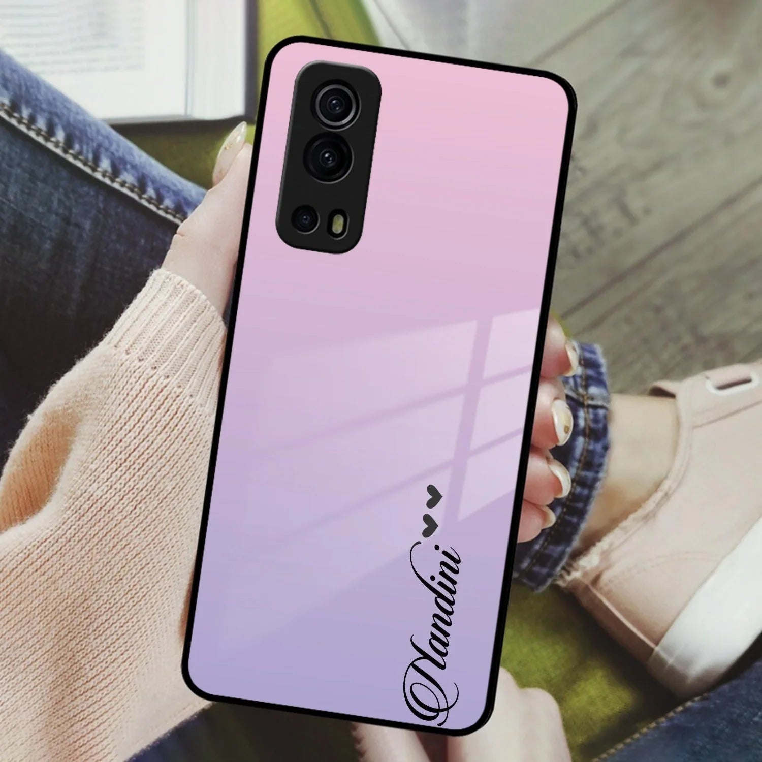 Pink Gradient Glass Case Cover For iQOO - ShopOnCliQ