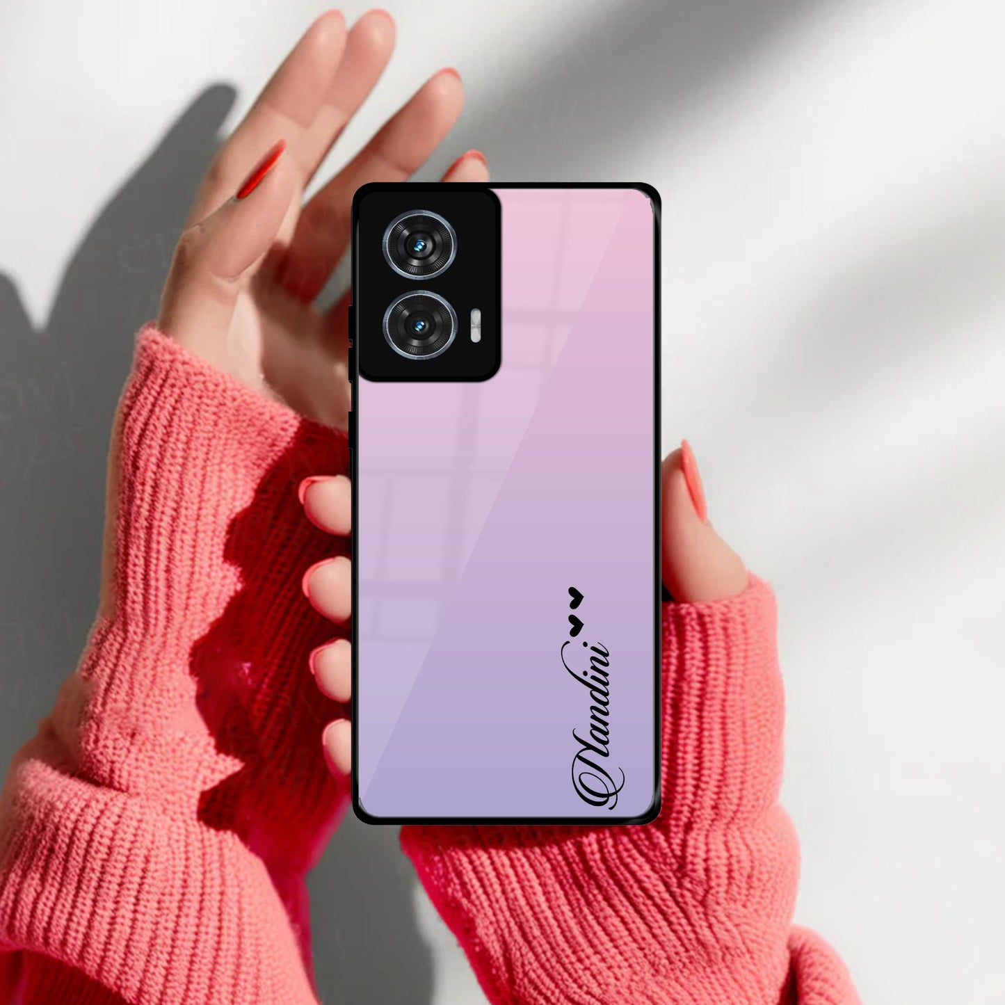 Pink Gradient Glass Case Cover For Motorola