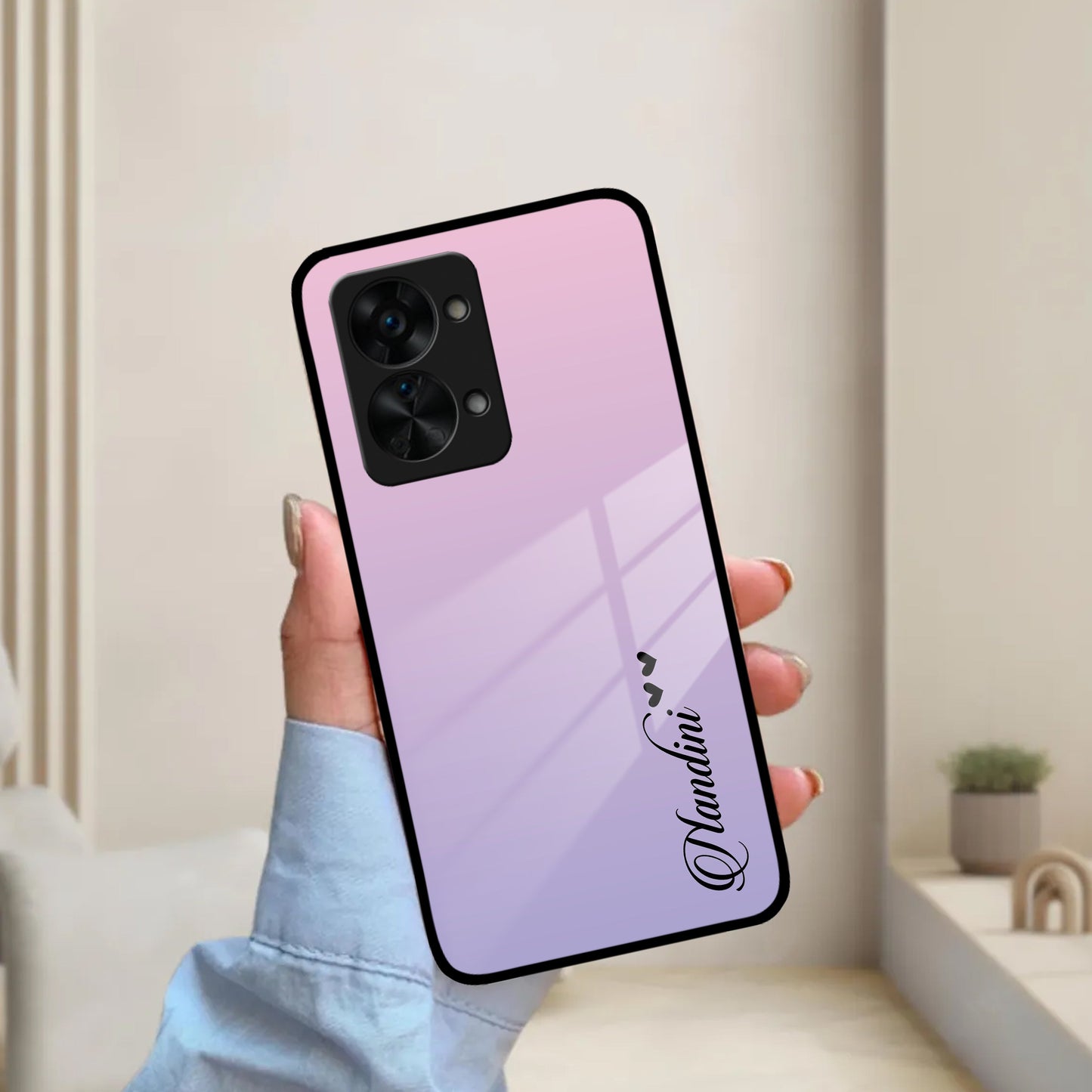 Pink Gradient Glass Case Cover For OnePlus