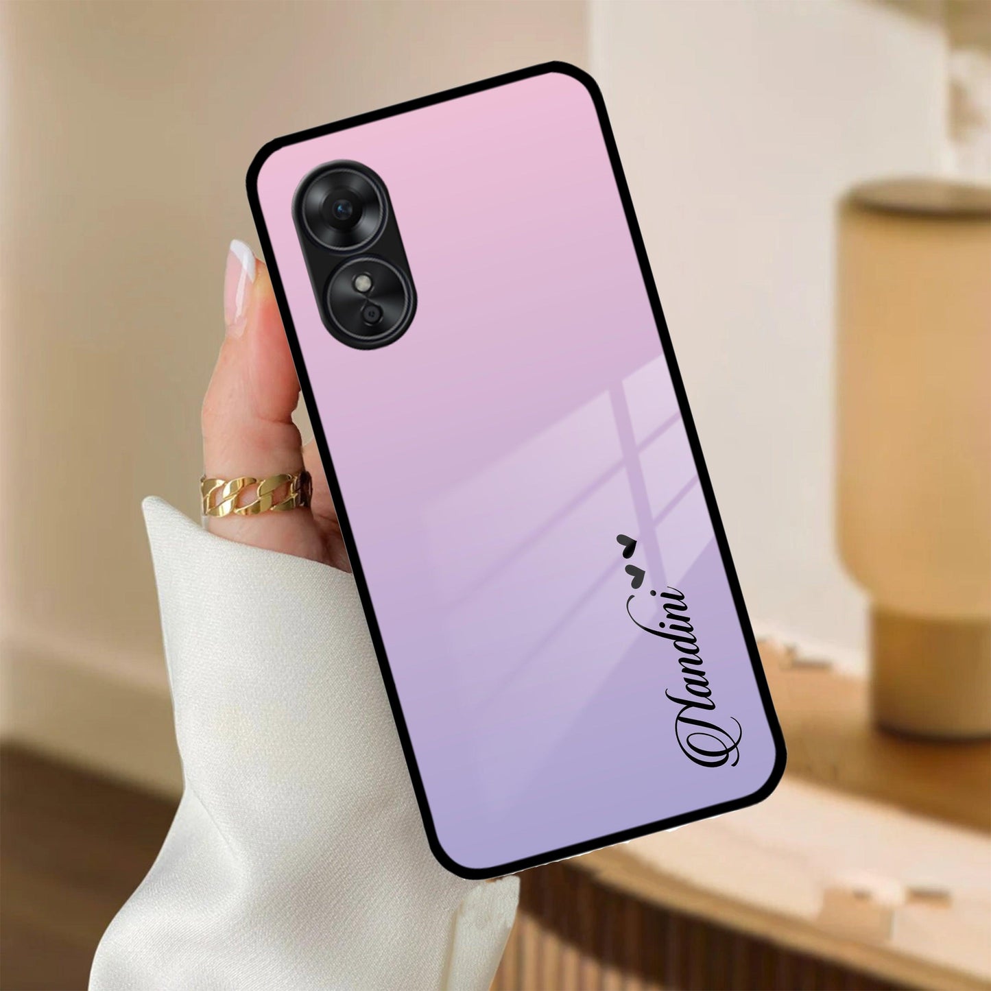 Pink Gradient Glass Case Cover For Oppo