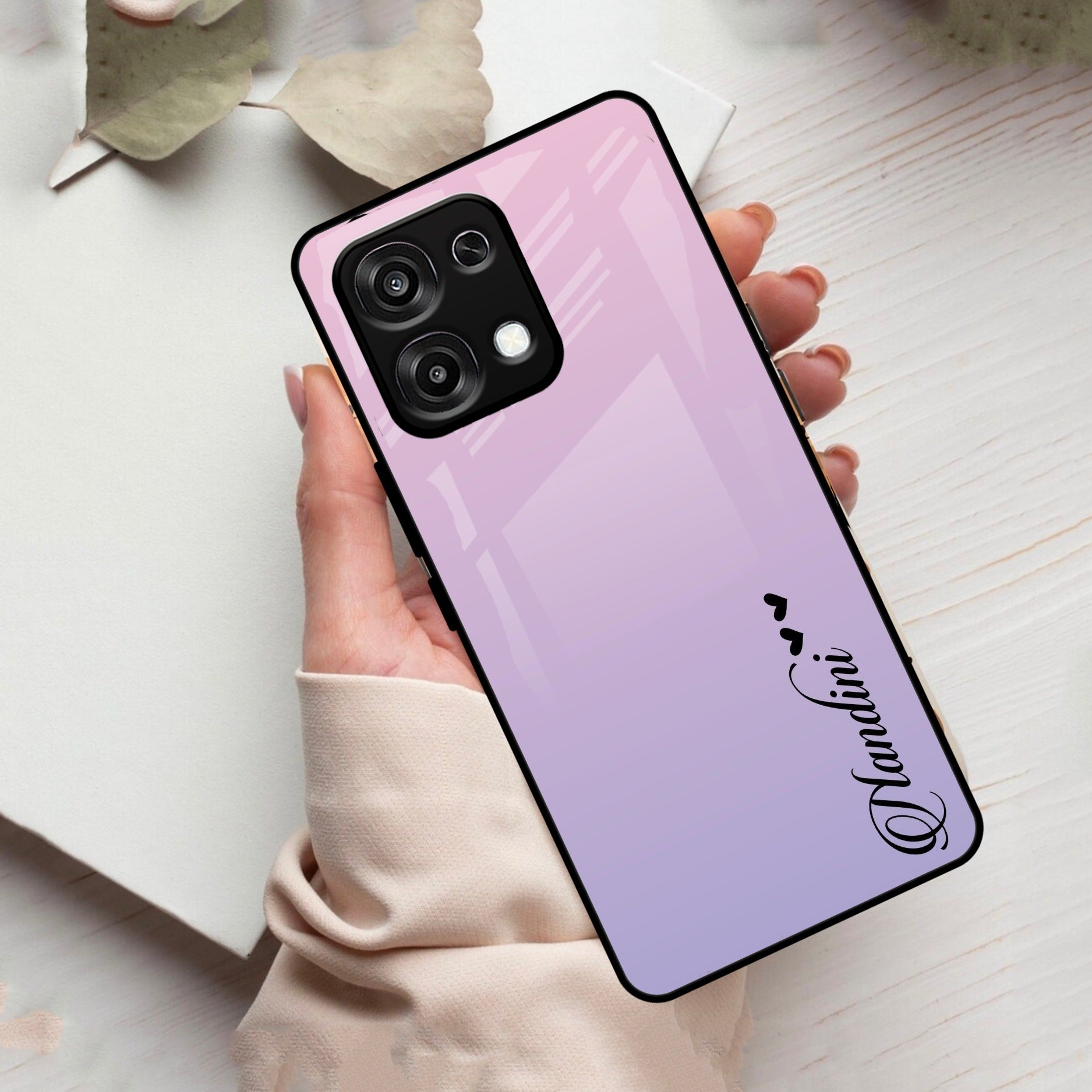 Pink Gradient Glass Case Cover For Oppo