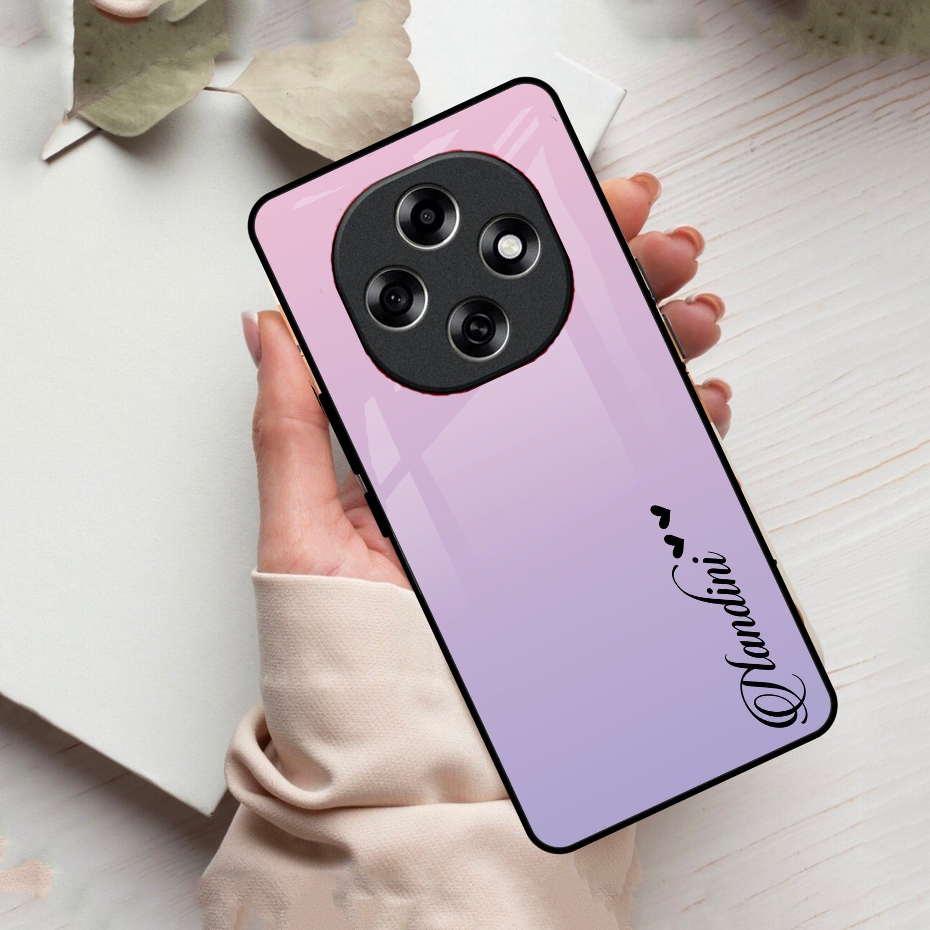 Pink Gradient Glass Case Cover For Oppo