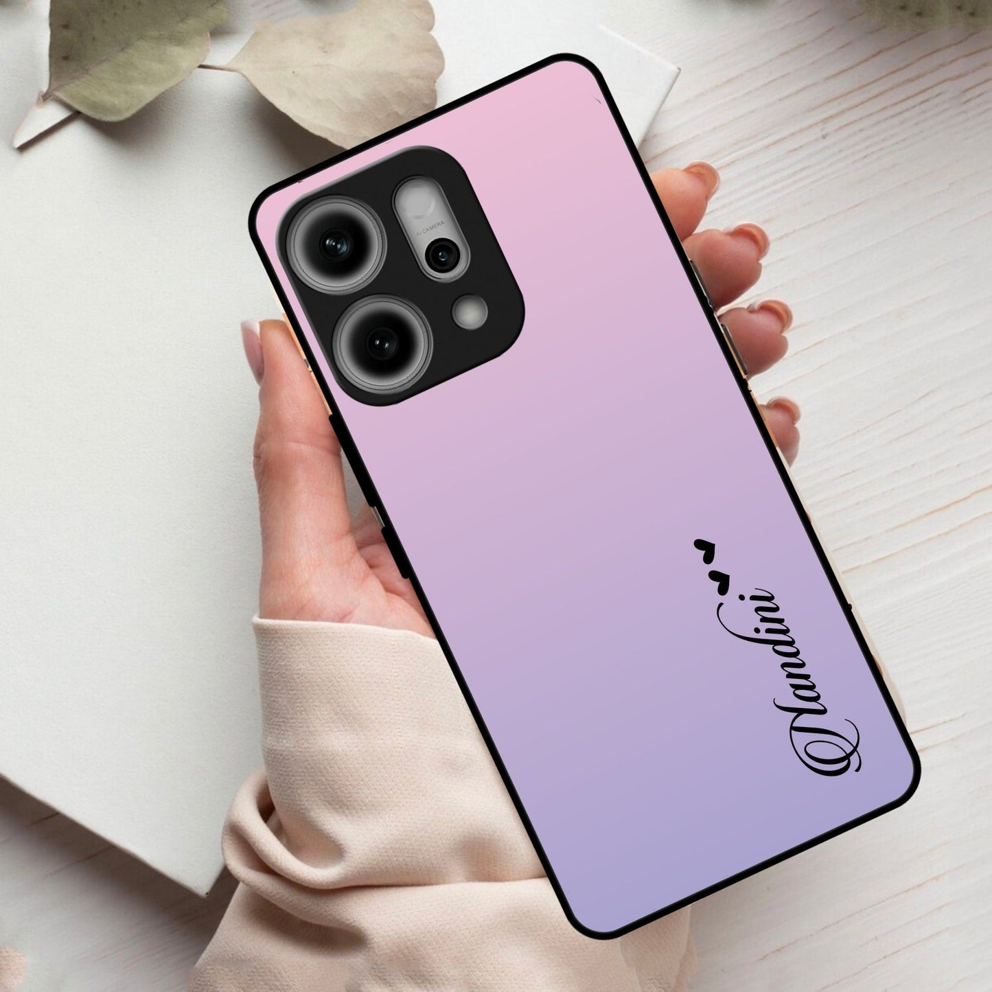 Pink Gradient Glass Case Cover For Oppo