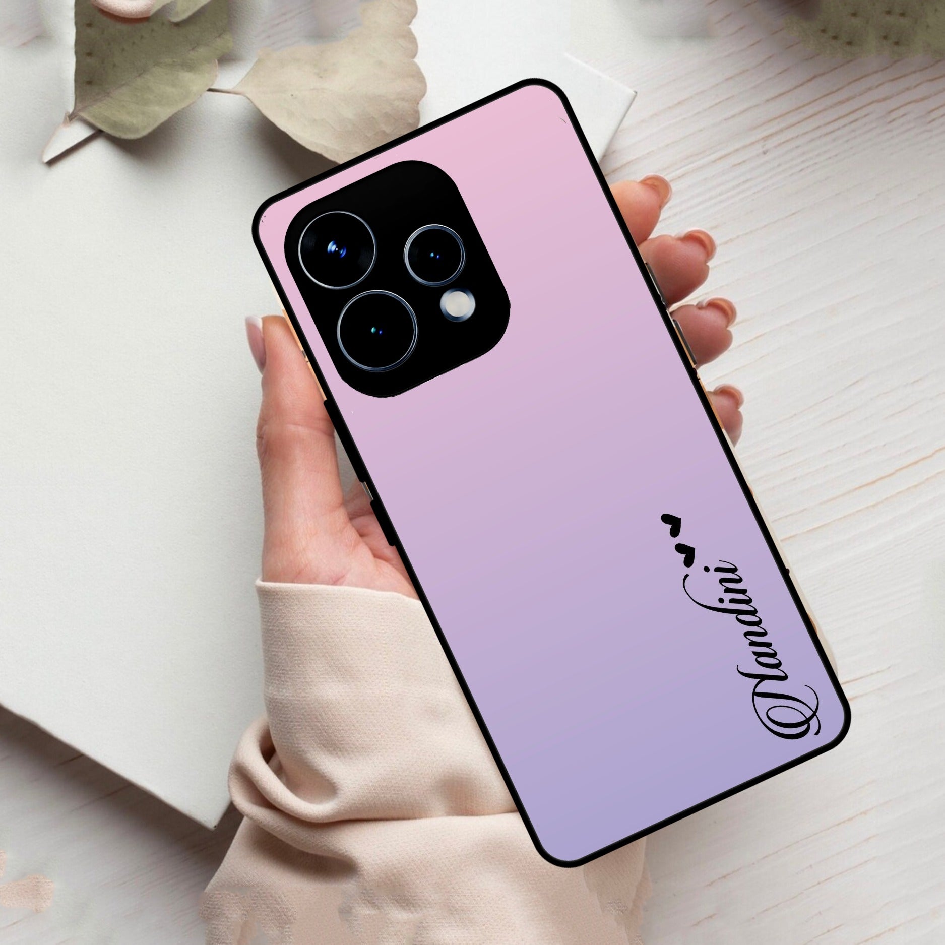 Pink Gradient Glass Case Cover For Oppo