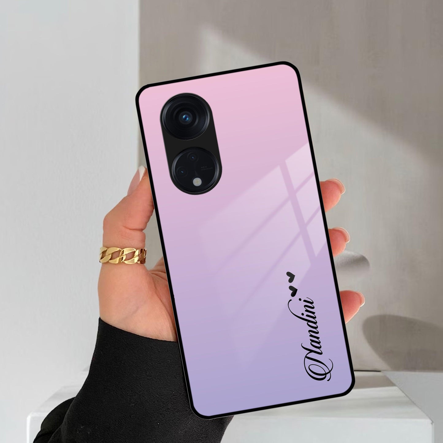 Pink Gradient Glass Case Cover For Oppo