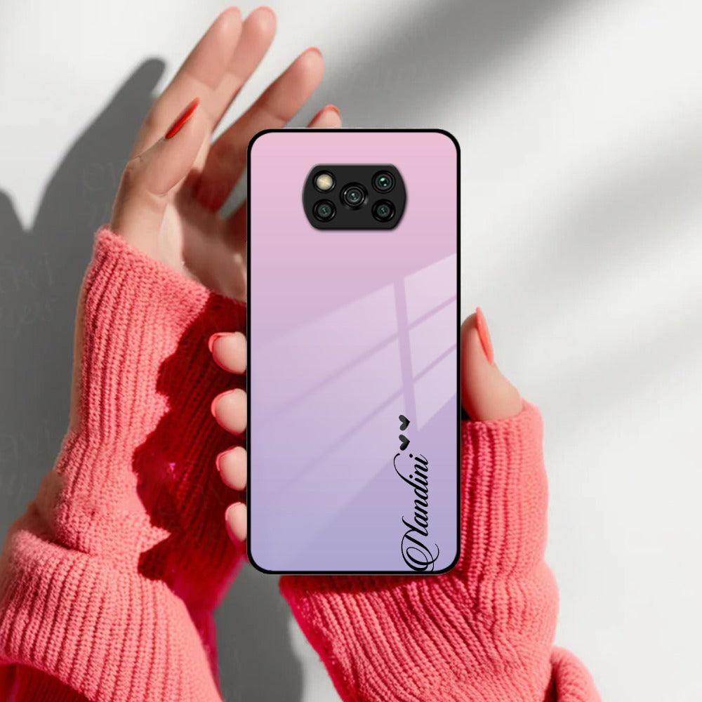 Pink Gradient Glass Case Cover For Poco