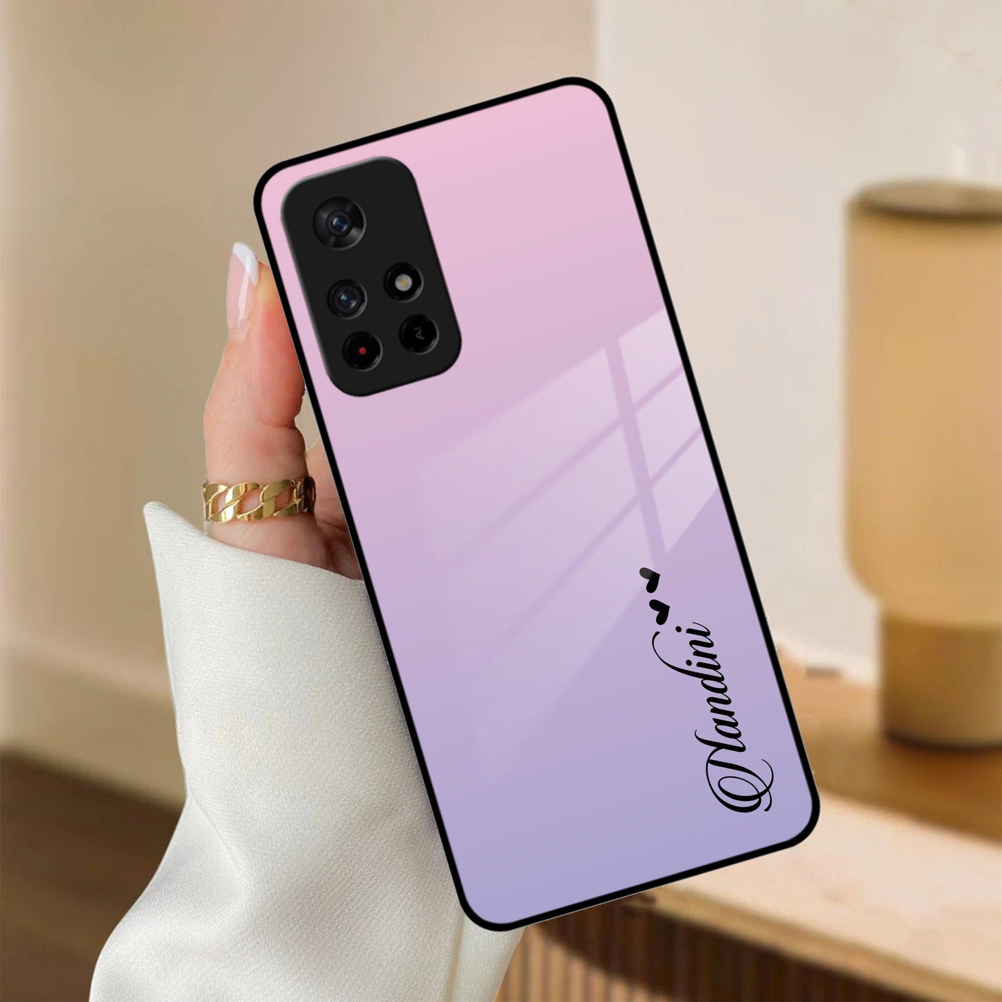 Pink Gradient Glass Case Cover For Redmi/Xiaomi