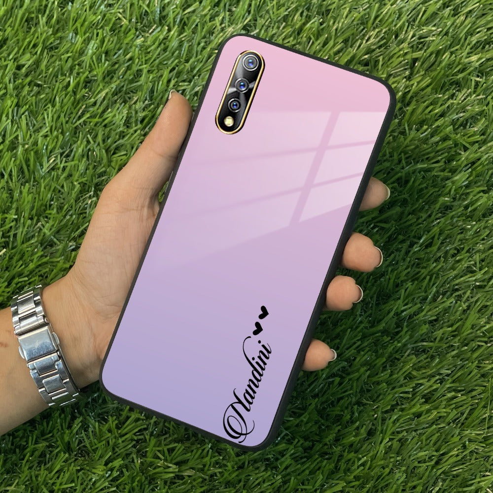 Pink Gradient Glass Case Cover For Vivo