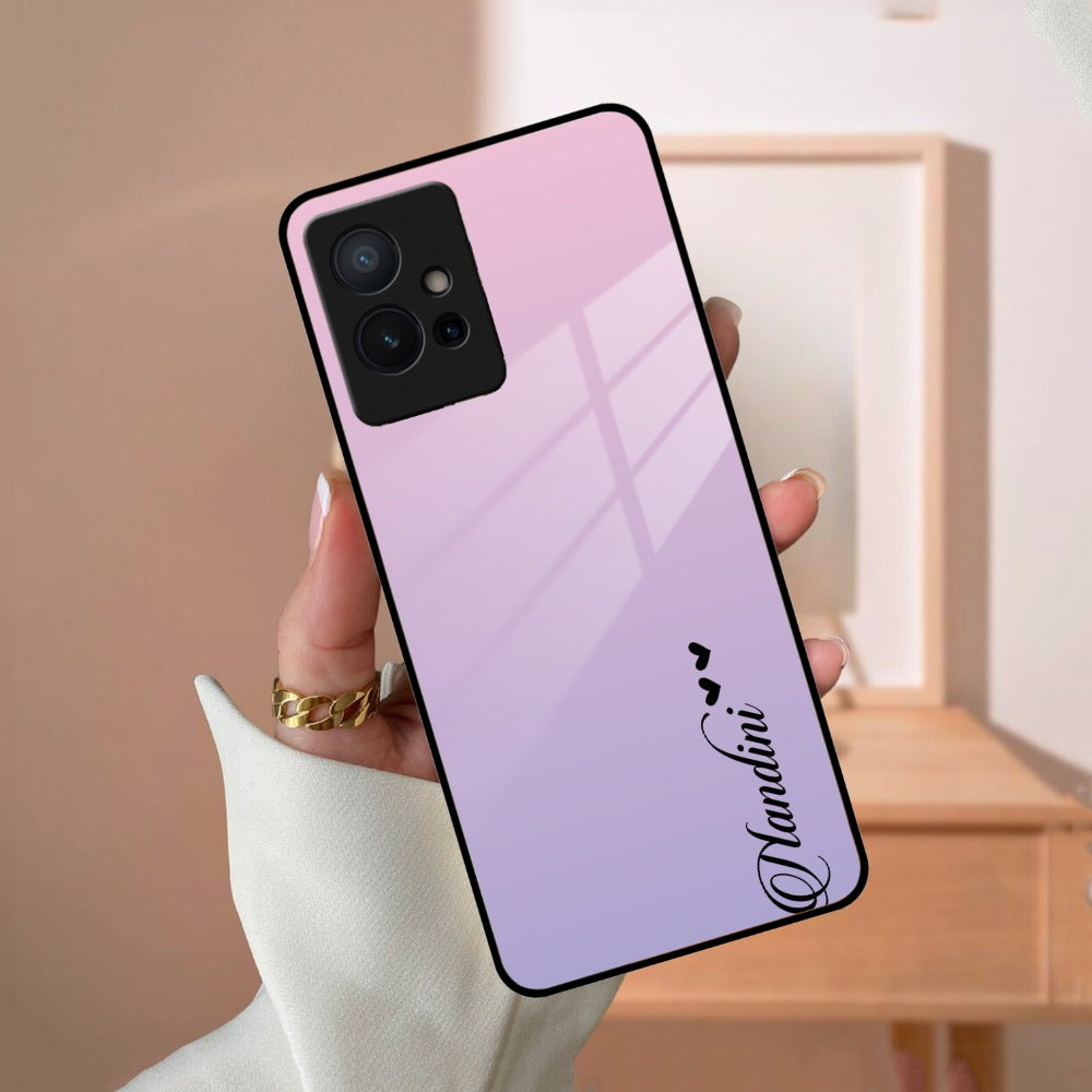 Pink Gradient Glass Case Cover For Vivo