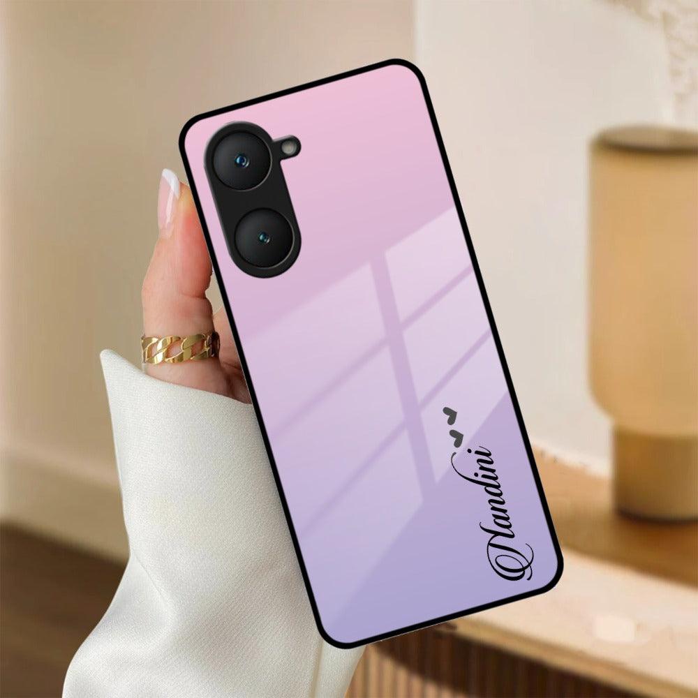 Pink Gradient Glass Case Cover For iQOO