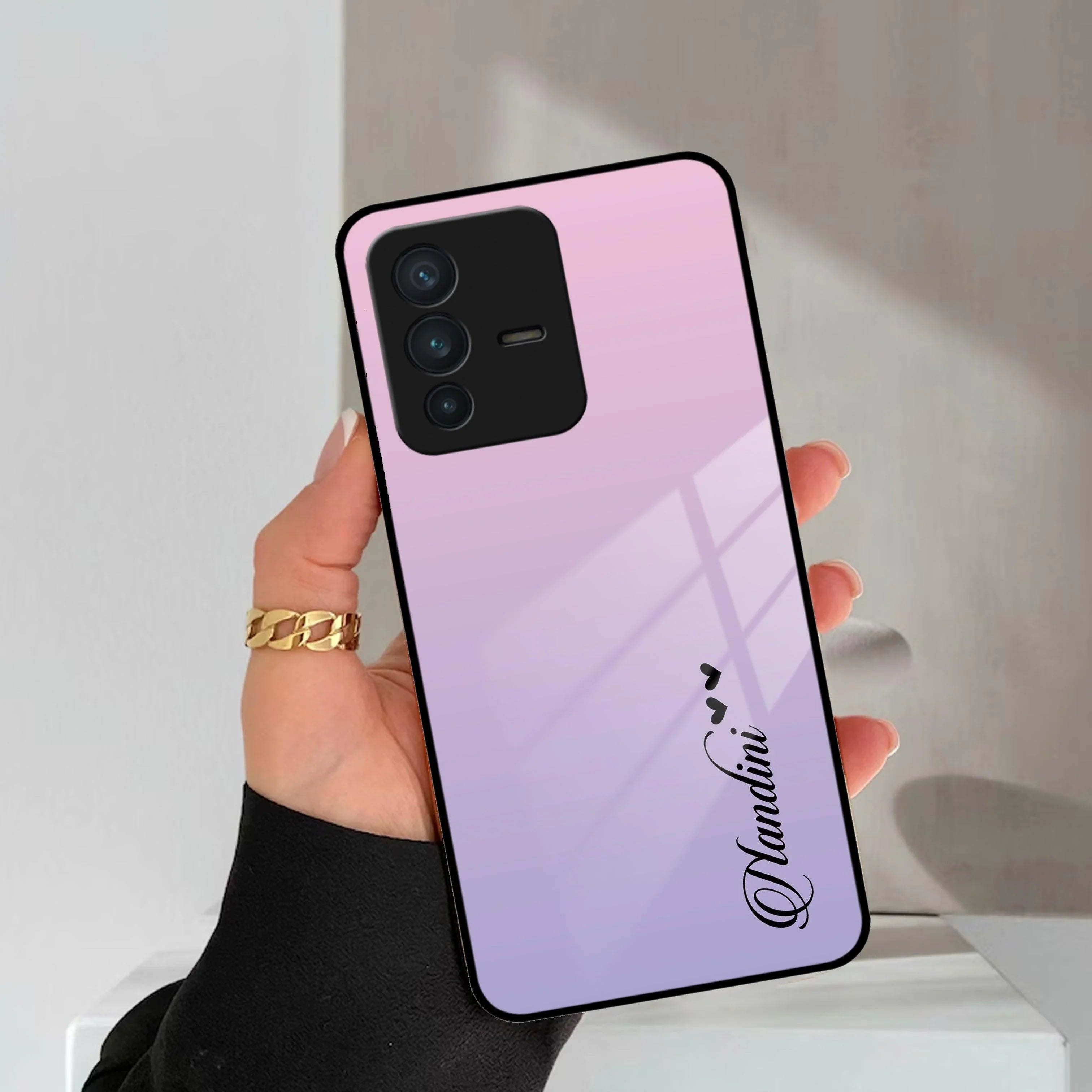 Pink Gradient Glass Case Cover For Vivo - ShopOnCliQ