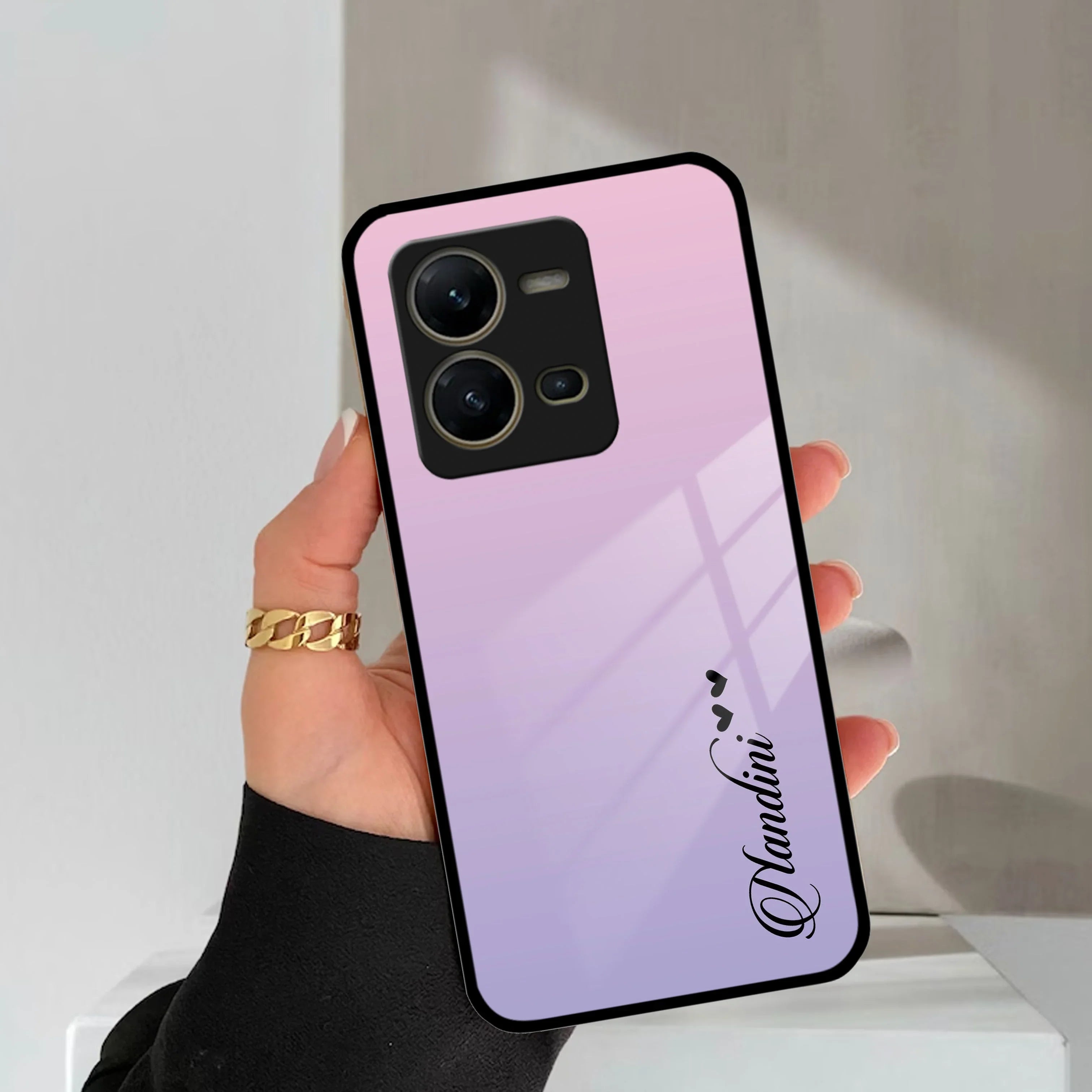 Pink Gradient Glass Case Cover For Vivo - ShopOnCliQ