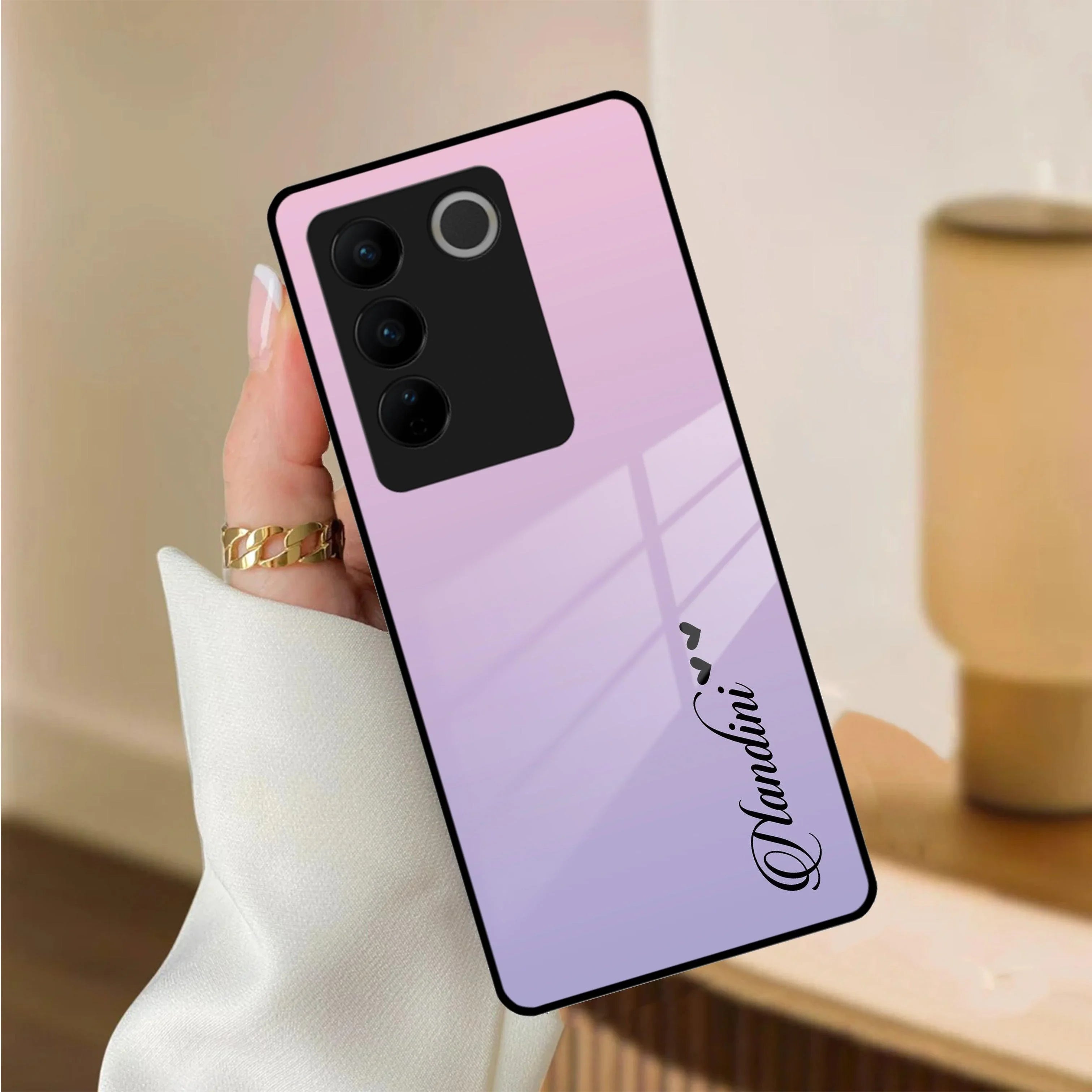Pink Gradient Glass Case Cover For Vivo - ShopOnCliQ