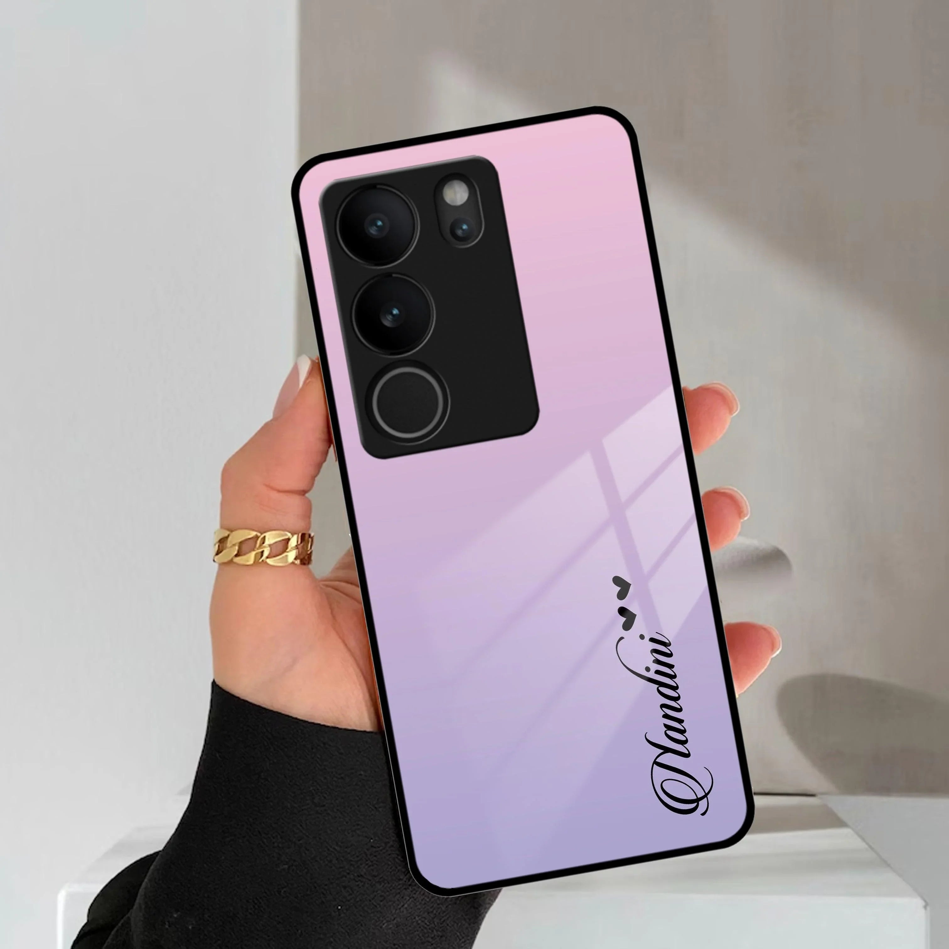 Pink Gradient Glass Case Cover For Vivo - ShopOnCliQ