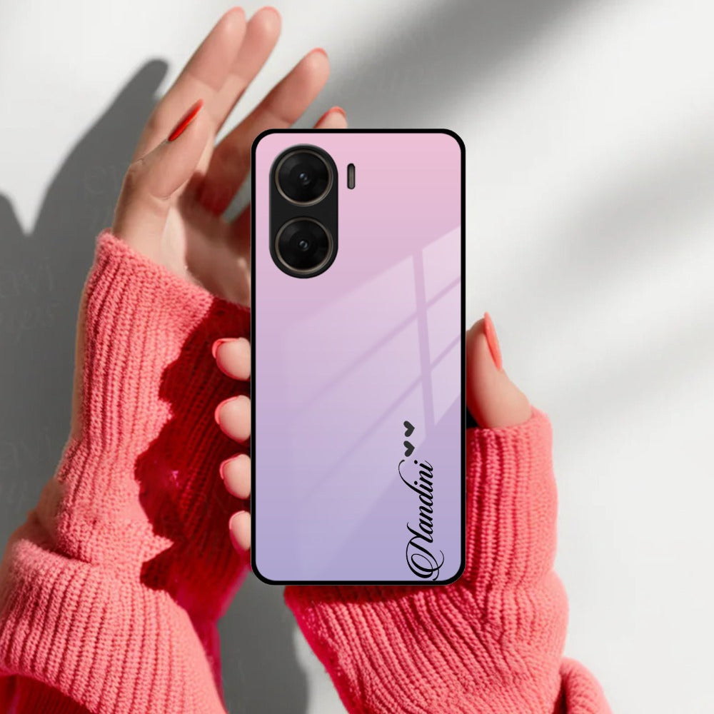 Pink Gradient Glass Case Cover For Vivo