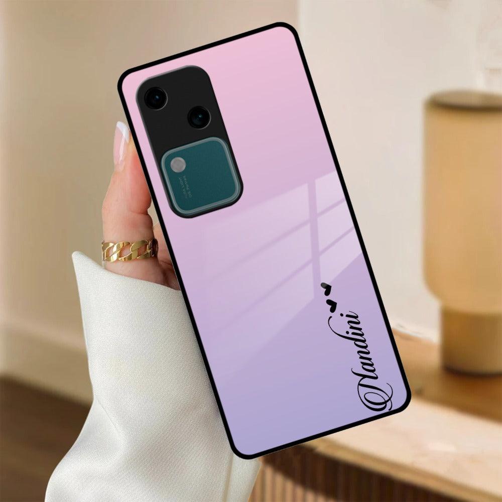 Pink Gradient Glass Case Cover For Vivo