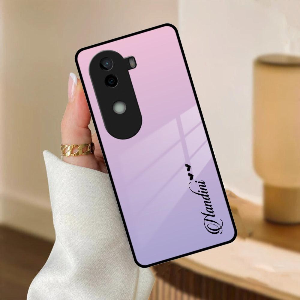 Pink Gradient Glass Case Cover For Vivo