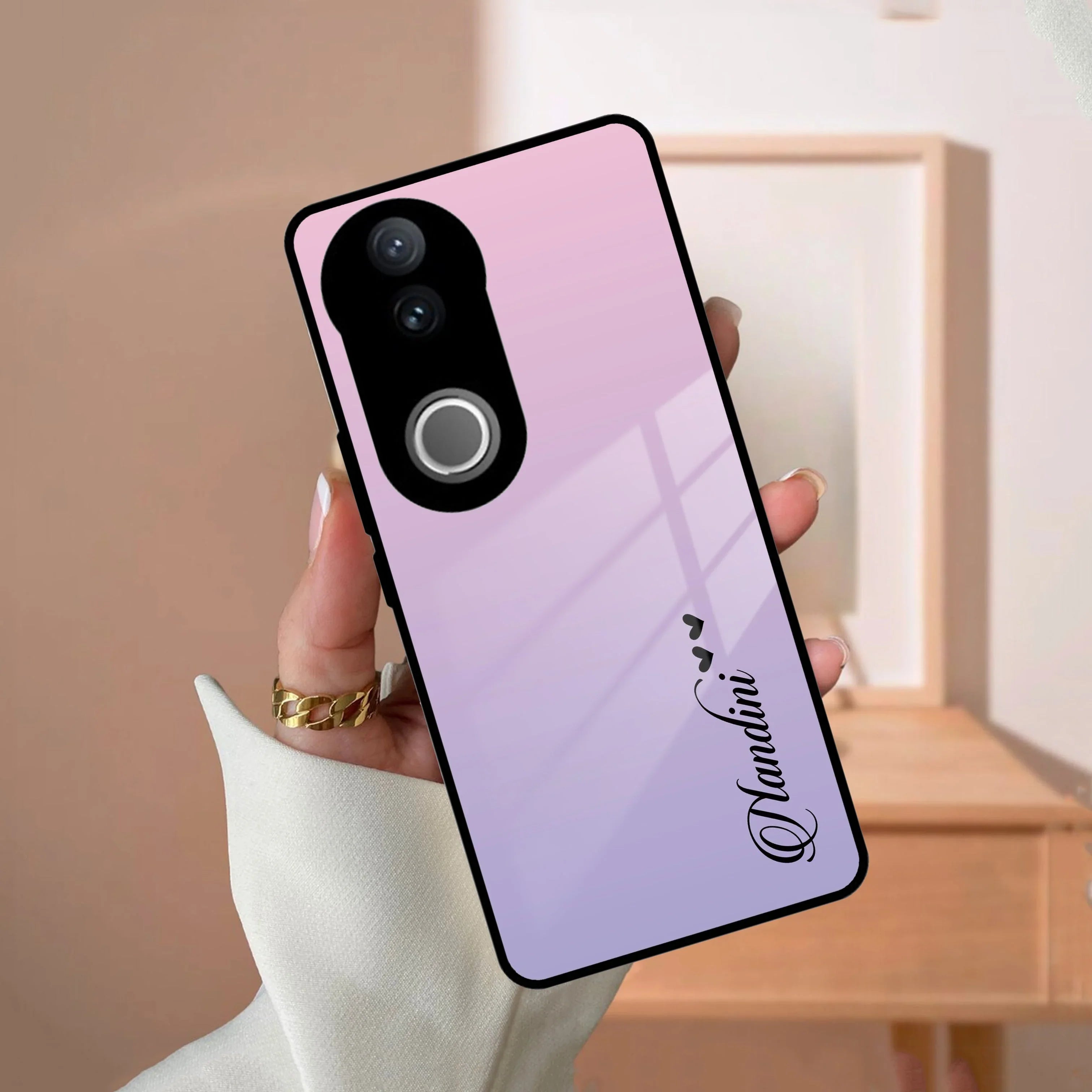 Pink Gradient Glass Case Cover For Vivo - ShopOnCliQ