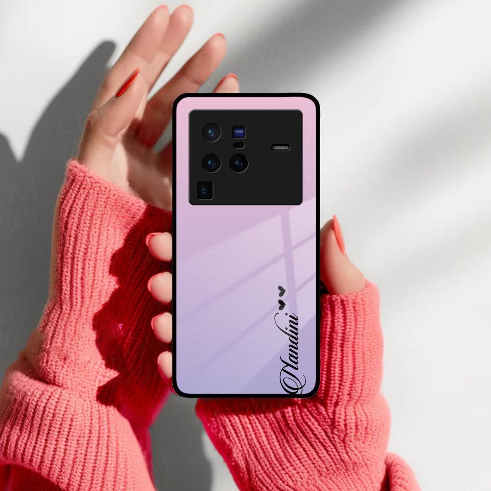 Pink Gradient Glass Case Cover For Vivo