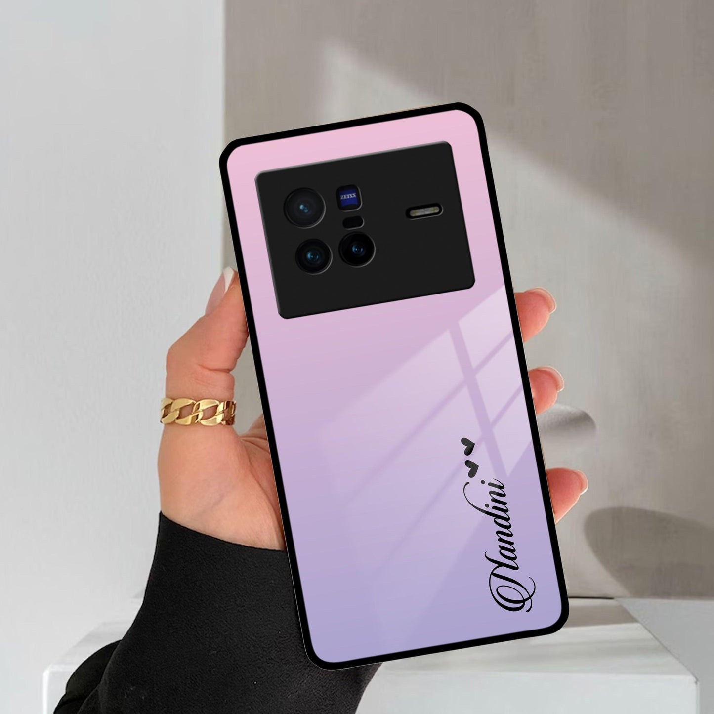 Pink Gradient Glass Case Cover For Vivo