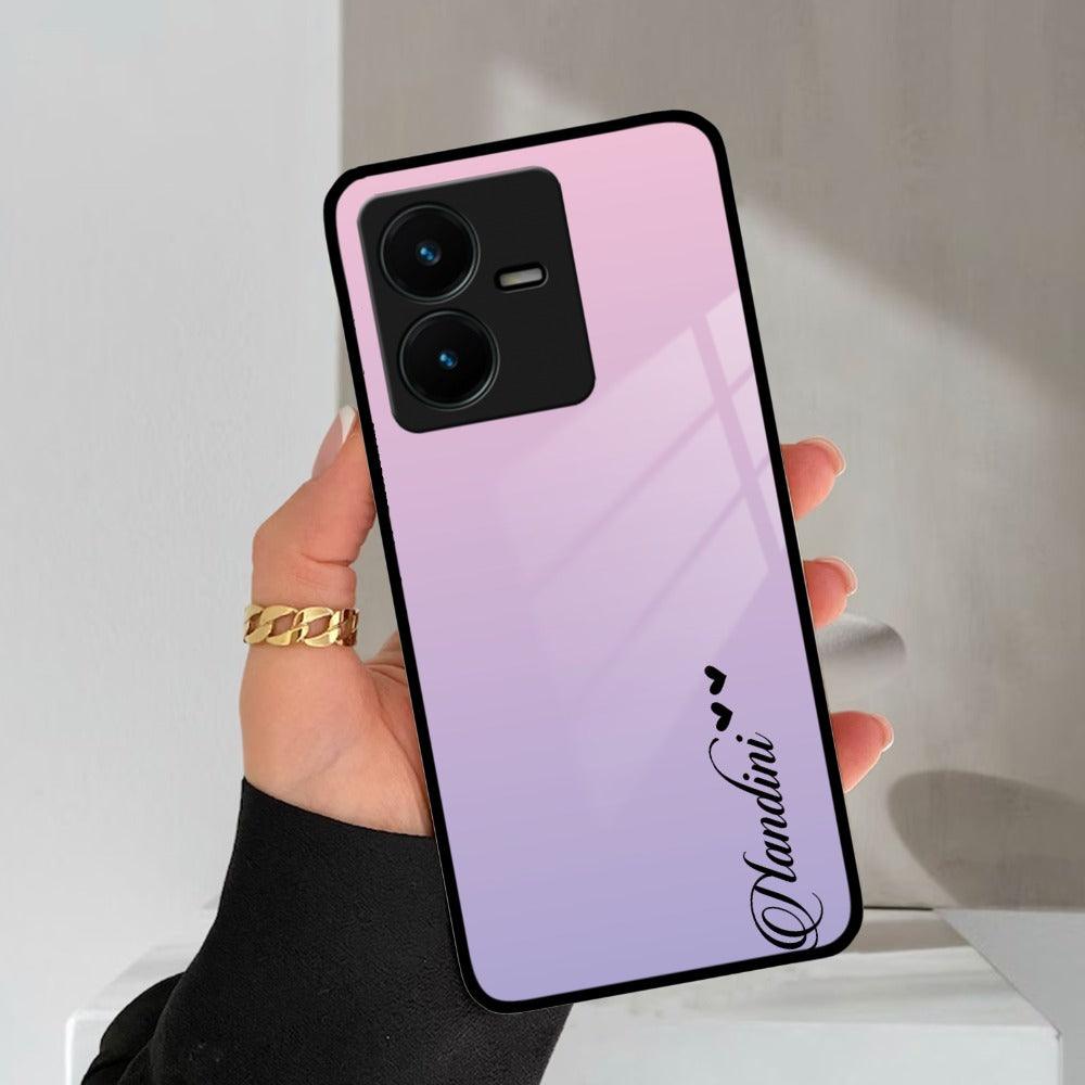 Pink Gradient Glass Case Cover For Vivo