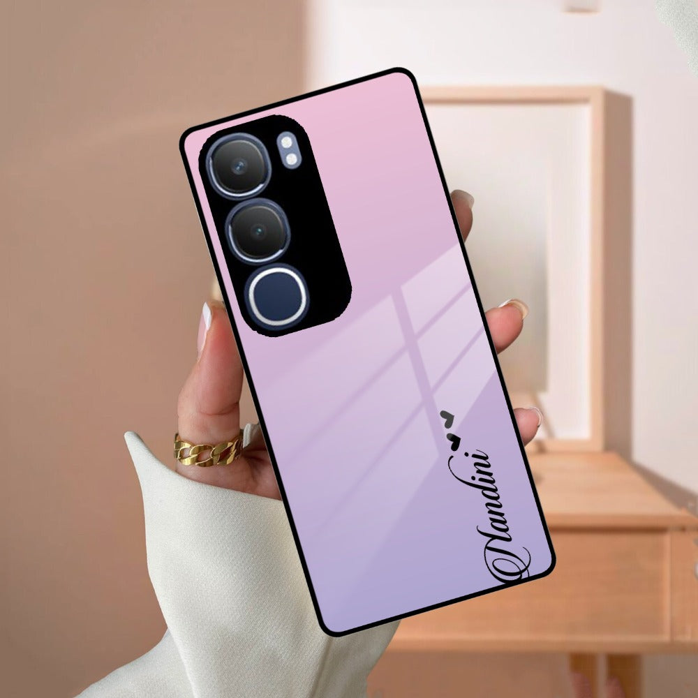 Pink Gradient Glass Case Cover For Vivo