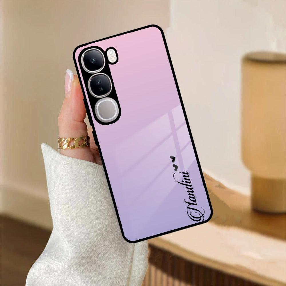 Pink Gradient Glass Case Cover For Vivo