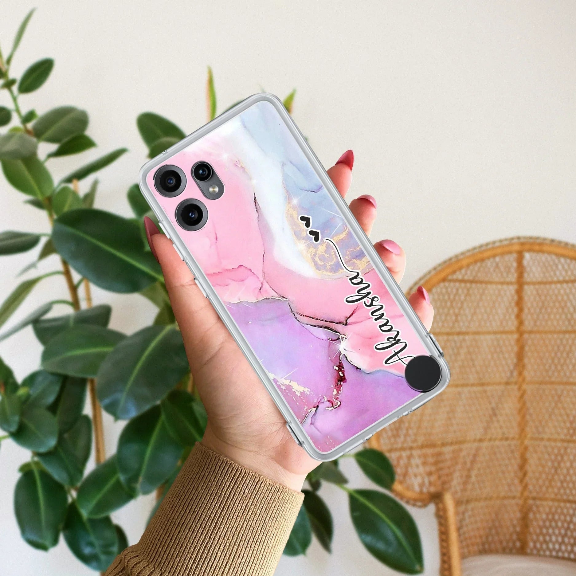 Pink Gradient Marble Customize Transparent Silicon Case For Nothing - ShopOnCliQ