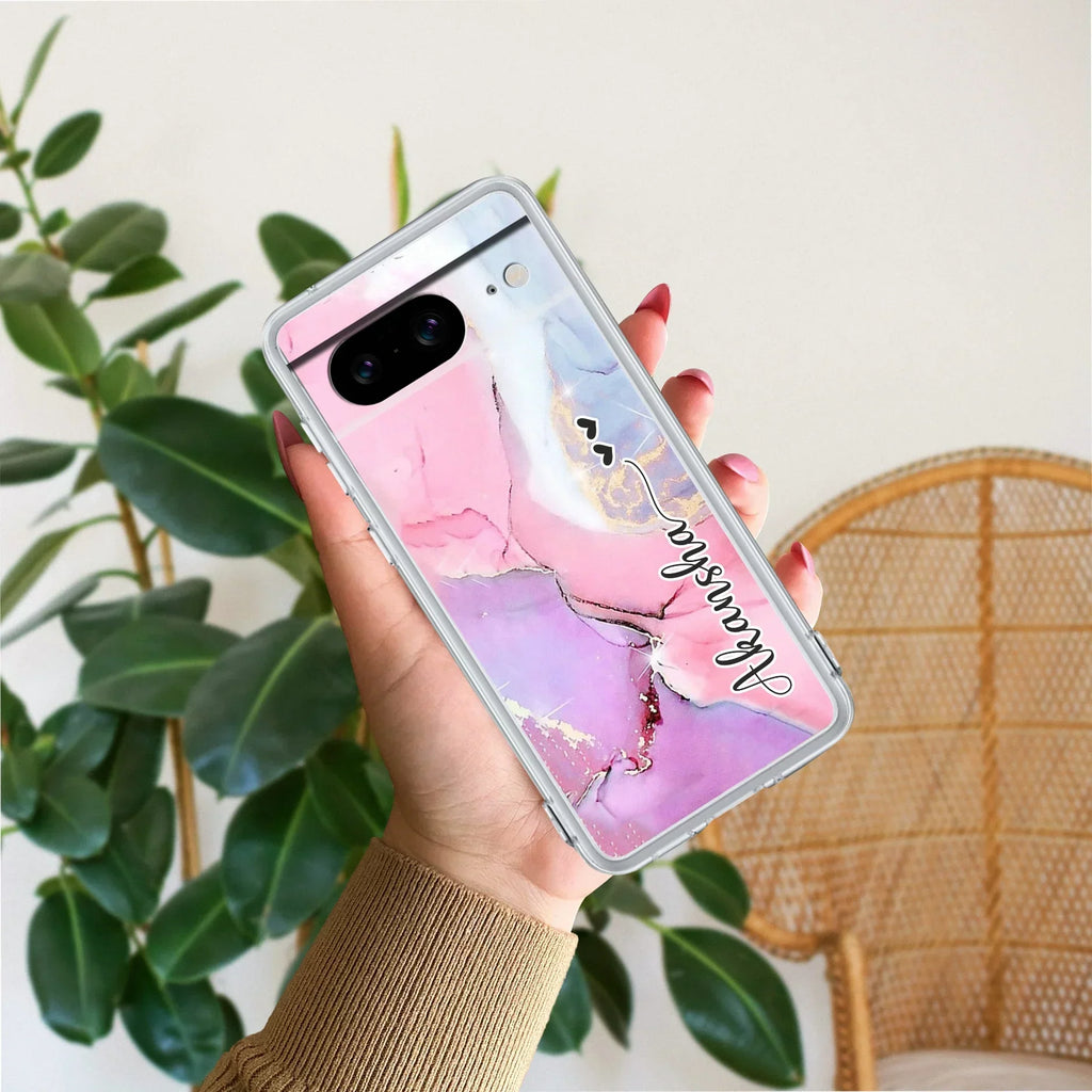 Pink Gradient Marble Customize Anti Yellow Case For Google Pixel 8 5G