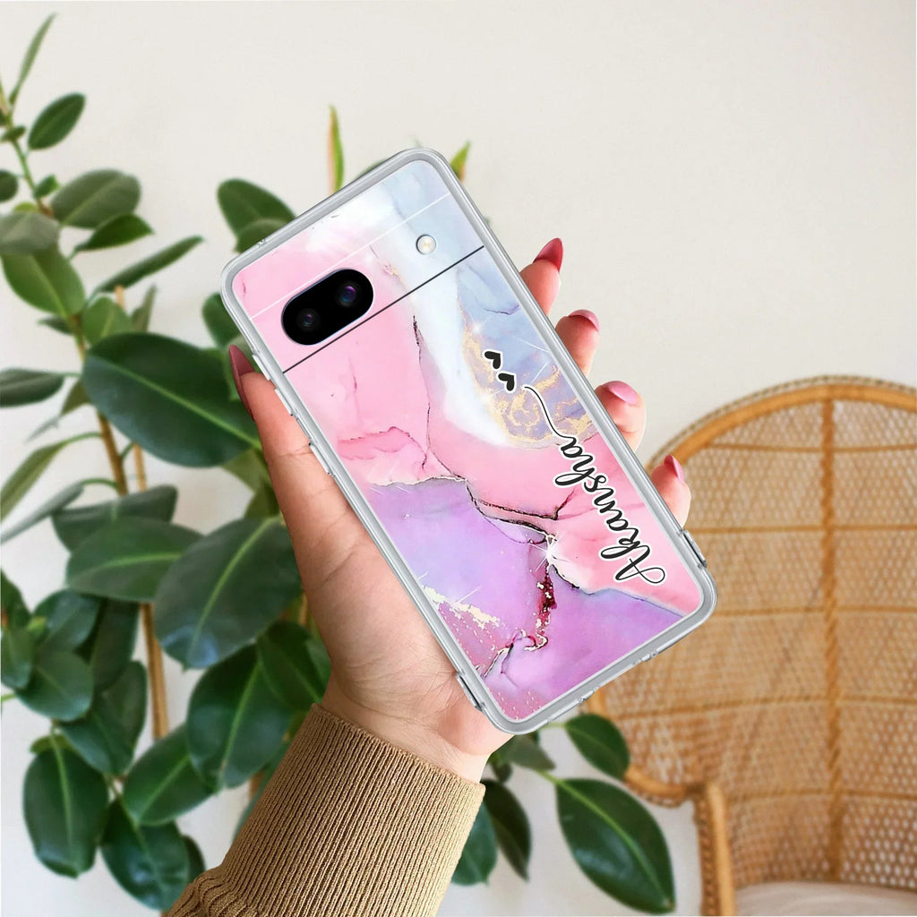 Pink Gradient Marble Customize Anti Yellow Case For Google Pixel 8a 5G