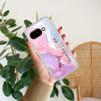 Pink Gradient Marble Customize Anti Yellow Case For Google Pixel 9a 5G
