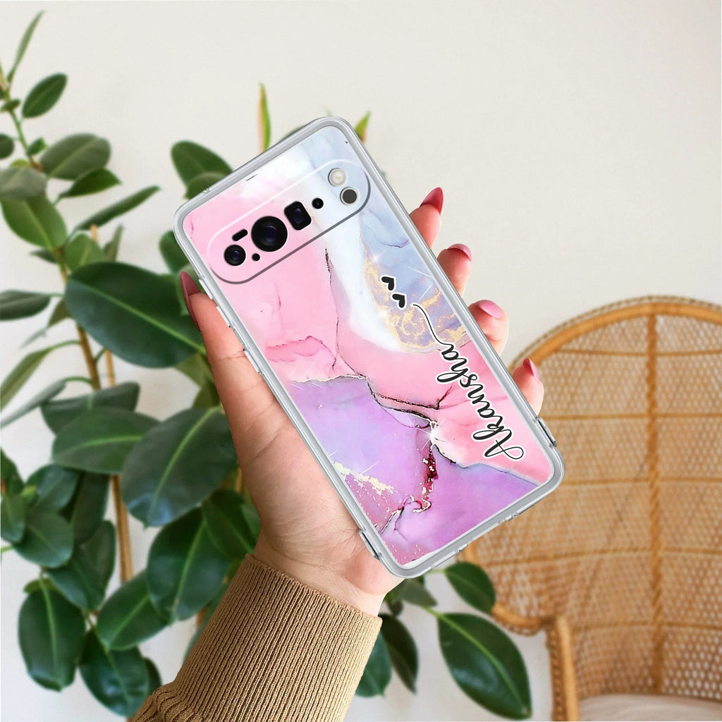 Pink Gradient Marble Customize Anti Yellow Case For Google Pixel 10 Pro XL