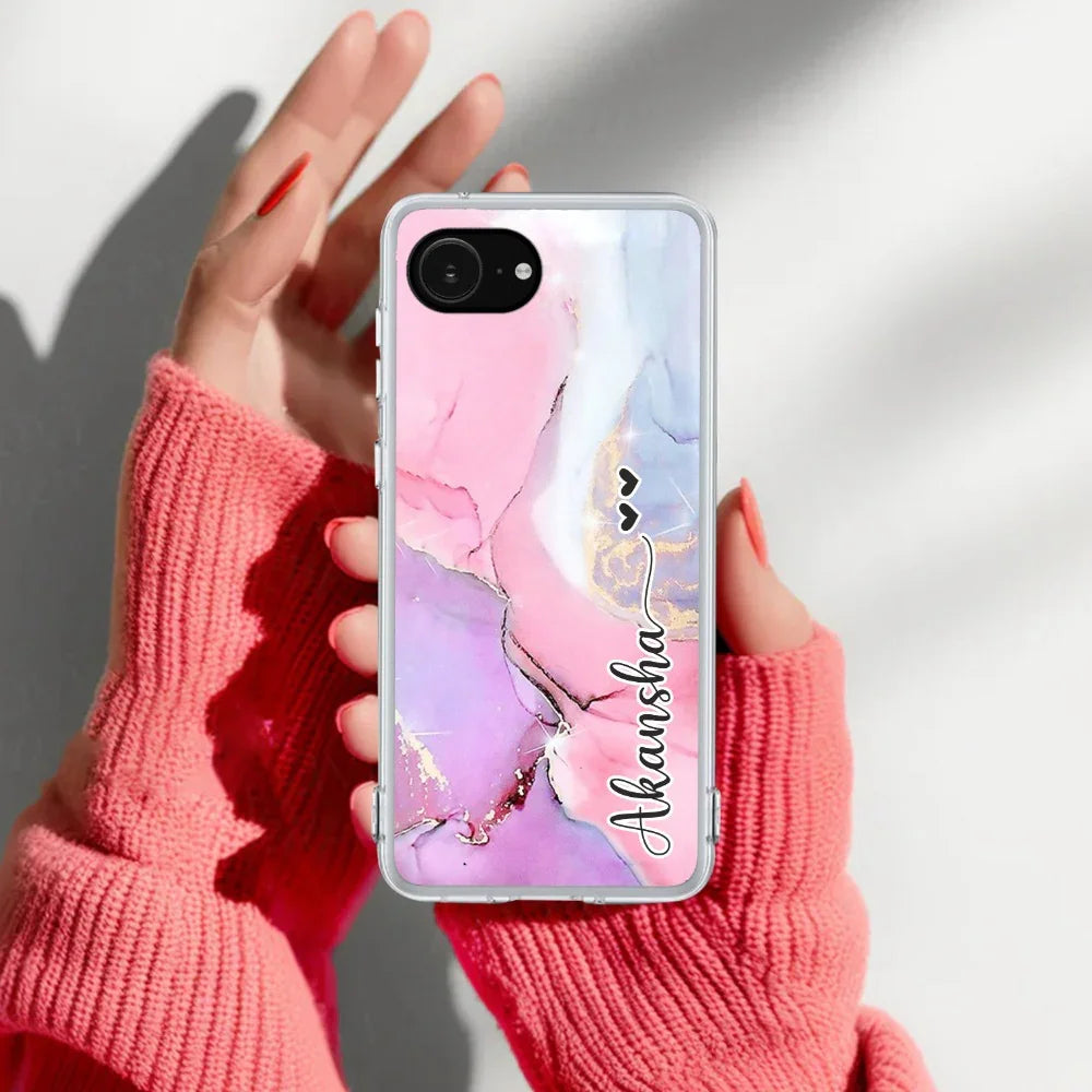 Pink Gradient Marble Customize Transparent Silicon Case For iPhone - ShopOnCliQ