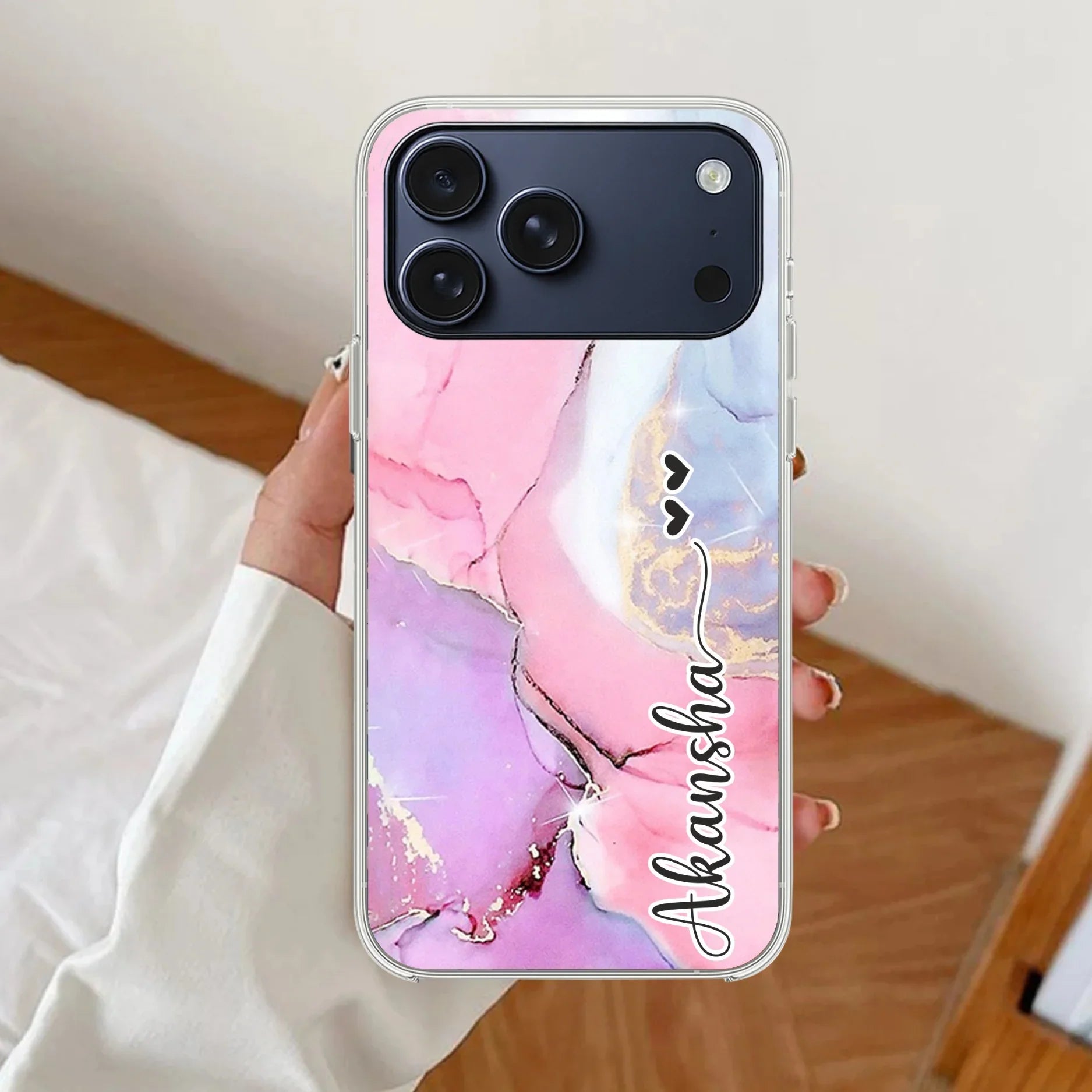 Pink Gradient Marble Customize Transparent Silicon Case For iPhone - ShopOnCliQ