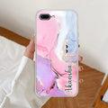 Pink Gradient Marble Customize Transparent Silicon Case For iPhone 7 Plus / iPhone 8 Plus