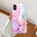 Pink Gradient Marble Customize Transparent Silicon Case For iPhone XR